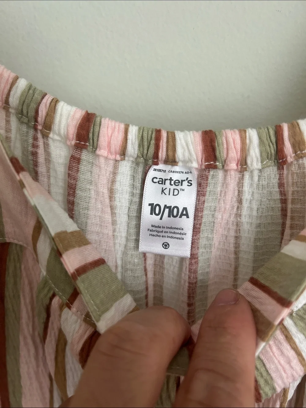 Carter's Pink and Olive Stripe Girls' Sleeveless Jumpsuit